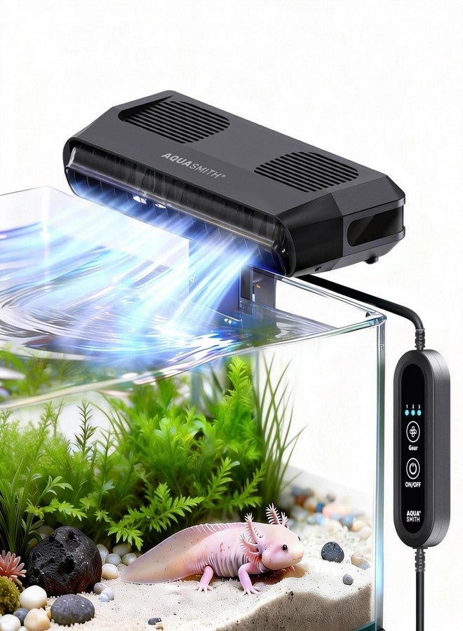 AQUASMITH Aquarium Fan,Ultra-Quiet Fish Tank Cooler,More Powerful,Cooling Effect 3-7℉ with 3 Speed Modes Adjustable Applicable Aquariums with or Without Edges, for Axolotl Seawater Freshwater Coral Grass Tank - Image 1